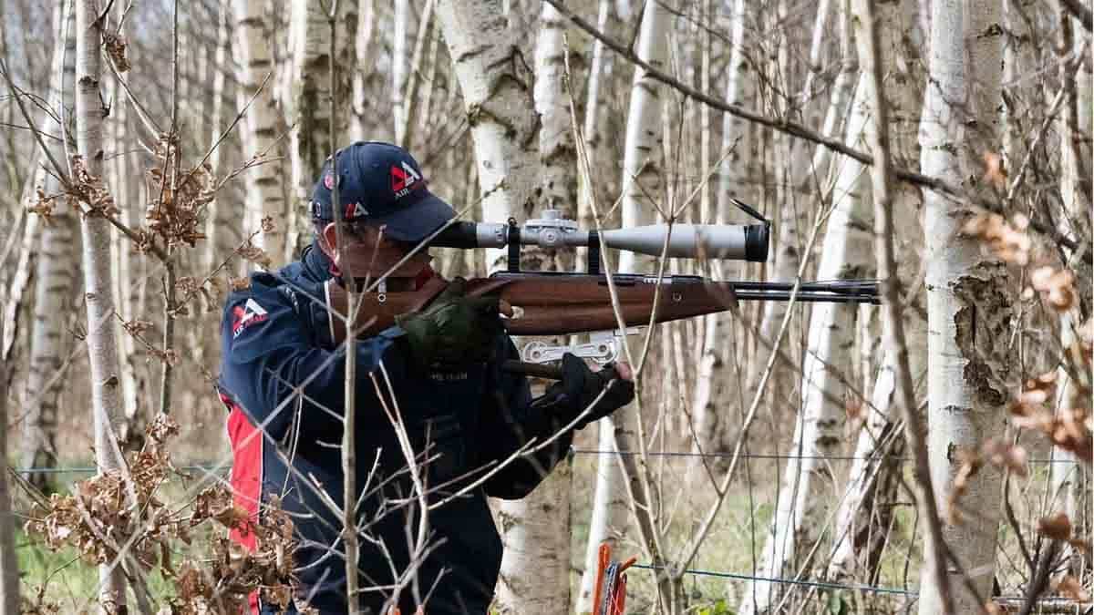 Man Shooting Field Target air rifle